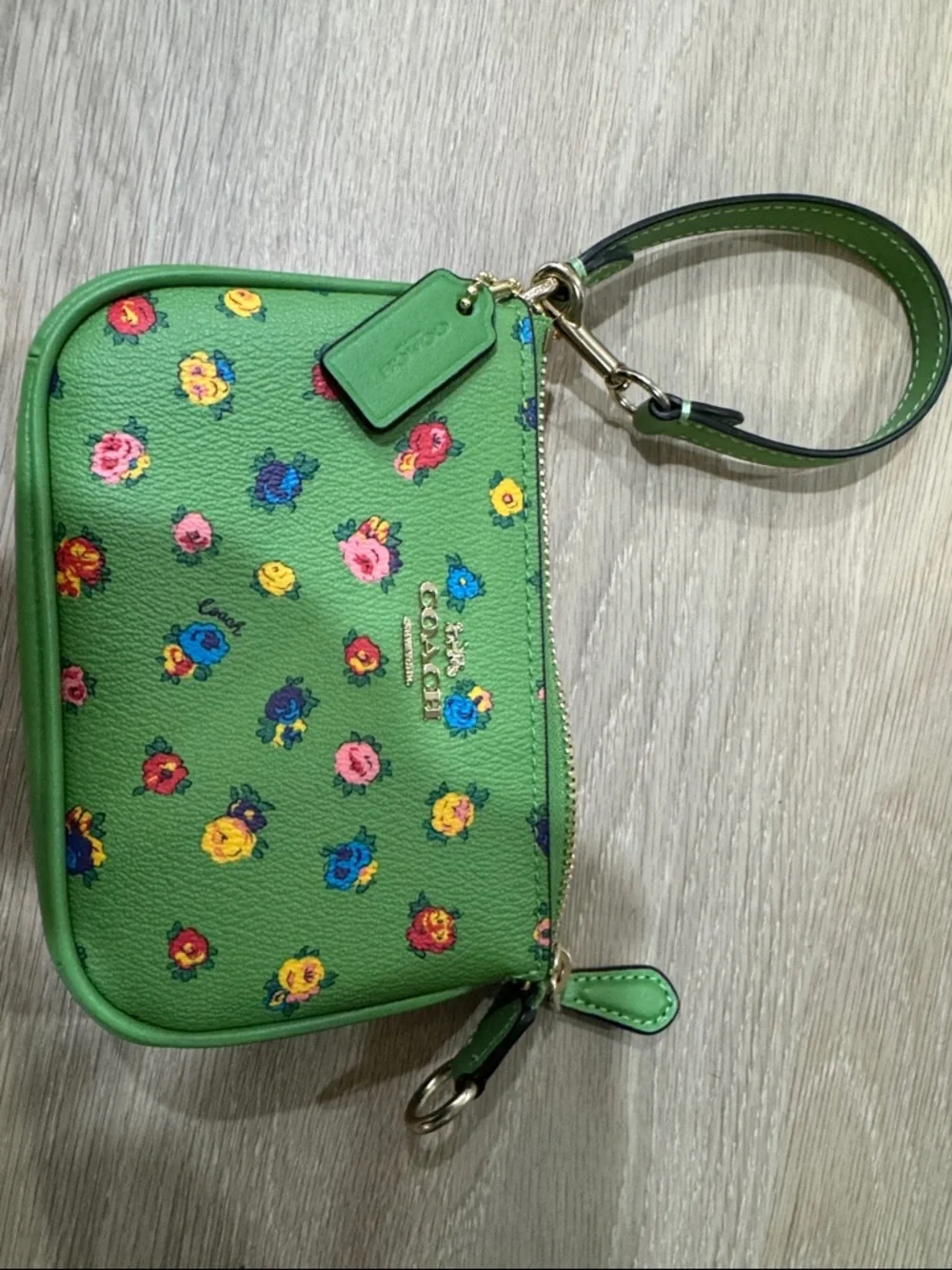 Coach Green Signature Tote with Floral Accent Wristlet - Picture 7 of 9